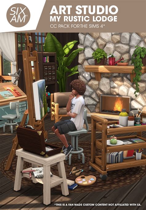 Art Studio My Rustic Lodge (CC Pack for The Sims 4) - Sixam CC