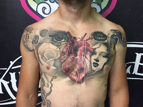 Healed chest piece tattoo | Tatuajes