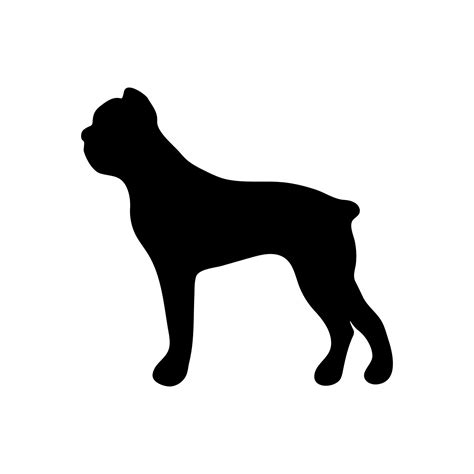 Boxer dog. Black silhouette of a dog on a white background. Vector ...