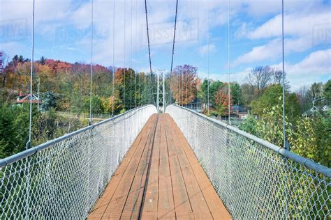 Canada, Quebec, Eastern Townships, Coaticook, Parc de la Gorge, Suspension Bridge. - Stock Photo ...