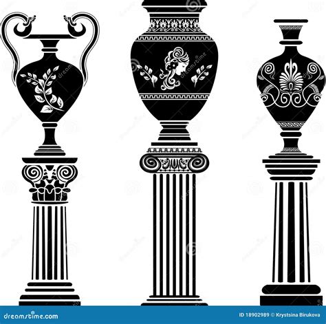 Ancient Greek Vase On Column Stock Vector - Illustration: 18902989