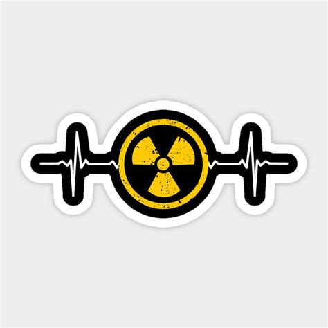 a yellow and black sticker with a radioactive symbol on it's center circle