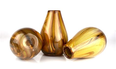 Gold Swirl Vase Hand Blown Glass Vase Swirled Colorful | Etsy