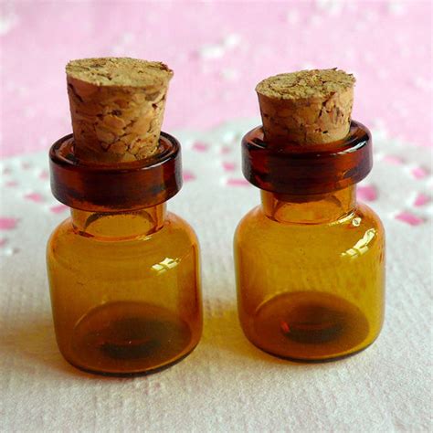 Mini Glass Vials with Corks (18mm x 13mm / BROWN / 0.5ml / 2pcs) Dollh ...