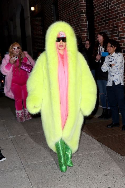 Nicki Minaj in a Colorful Ensemble - Leaving The Late Show With Stephen Colbert in NYC 12/11 ...