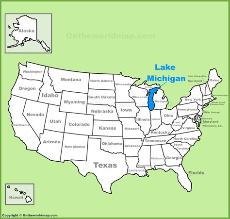 Lake Michigan location on the U.S. Map - Ontheworldmap.com