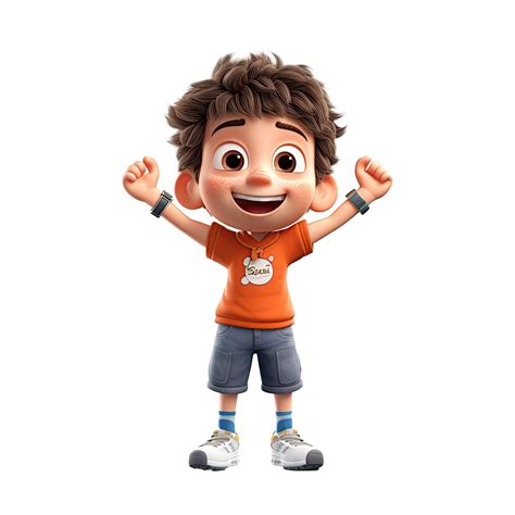 3D happy cartoon boy on transparent background. 24346383 PNG