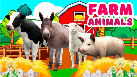 Farm animals for Kids Horse Cow Sheep Goat Donkey Pig - YouTube