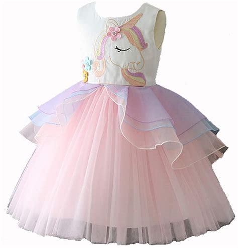 Girls Princess Unicorn Tutu Costume Dress Dancing Tulle Summer Sleeveless Cosplay Birthday Party ...