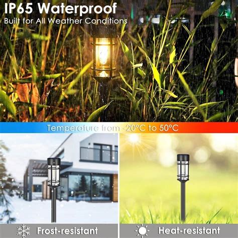 8 Pack Solar Pathway Lights, LED Solar Lights Outdoor Waterproof, Glass Solar Garden Lights ...