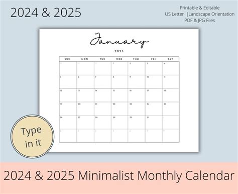 School Year Calendar Editable Printable 2024-2025 Bundle Monthly ...