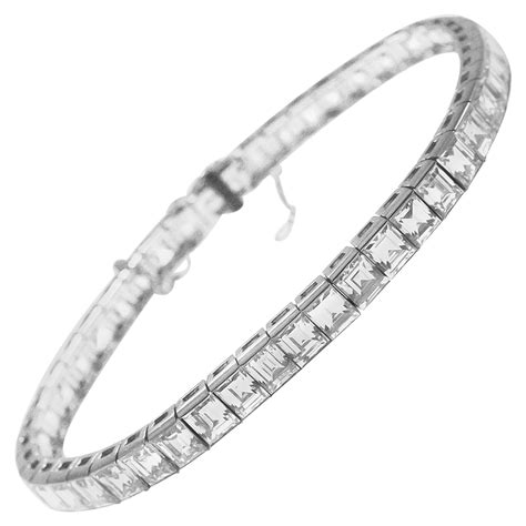 Antique Diamond and Platinum Tennis Bracelet For Sale at 1stDibs