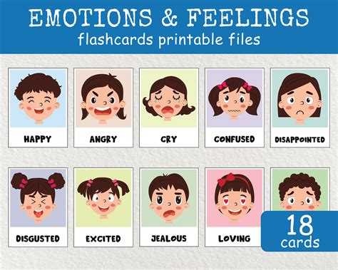 Feelings Faces Flashcards, Emotion Flashcards, Kids Emotions and Feelings Cards, Feelings Flash ...