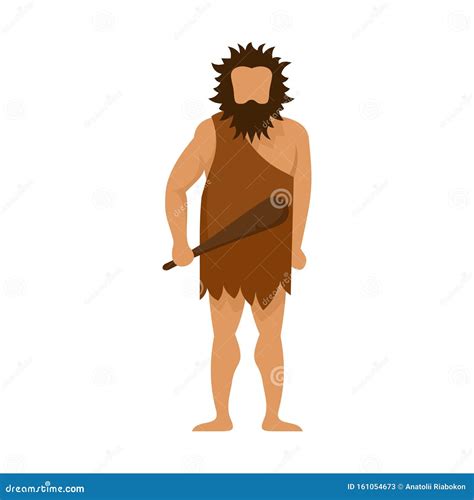 Stone Age Man Icon, Flat Style Stock Vector - Illustration of magnon ...