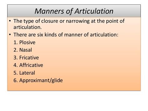 Manner of articulation