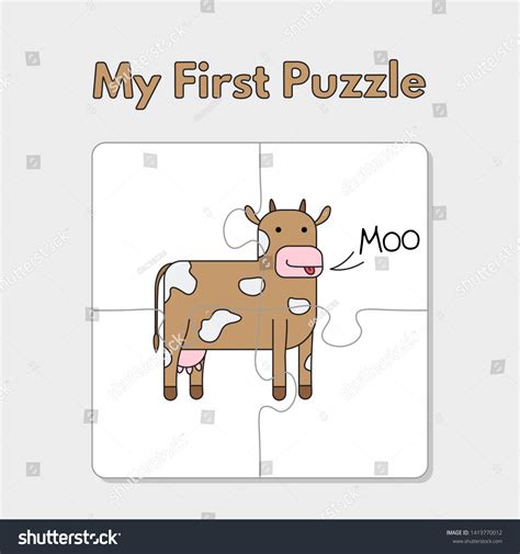 Cartoon Cow Puzzle Design Vector Illustration Stock Vector (Royalty ...