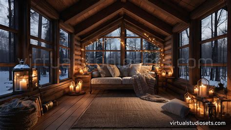 Christmas Cabin Virtual Set Background | Virtual Studio Sets