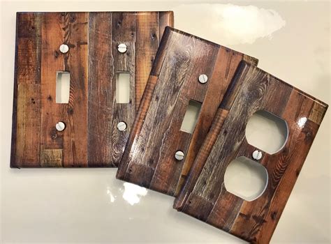 Rustic Wood Light Switch Plate Cover // brown planks faux | Etsy