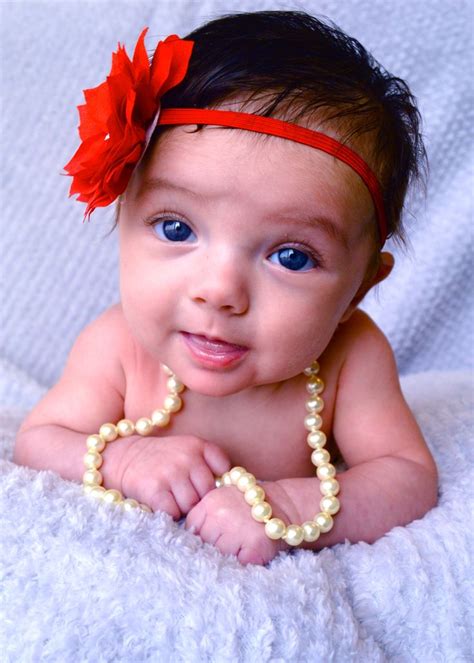 Two month old infant baby girl photo shoot, roses and pearls, blue eyed baby girl, baby portrait ...