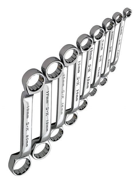 SK PROFESSIONAL TOOLS Box End Wrench Set, Chrome, Offset, Metric ...