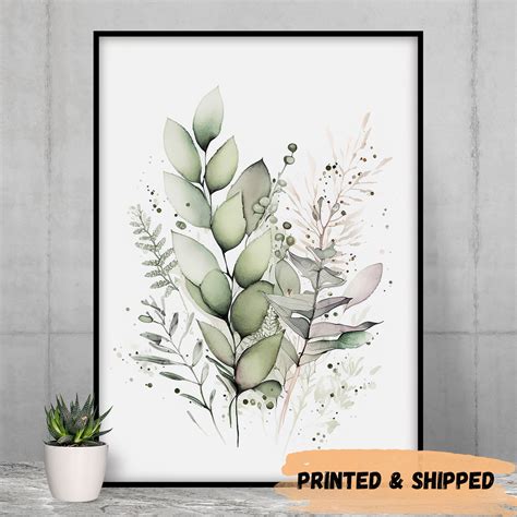 Sage Green Watercolor Botanical Prints Set of 3 Beige Wild - Etsy