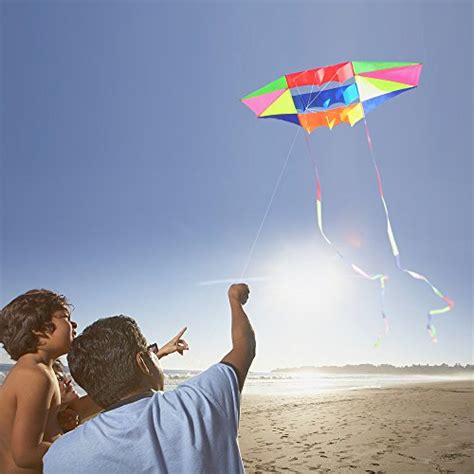 Beach Kites for Adults Large with Long Tail, 98 inches Super Easy Flyer ...