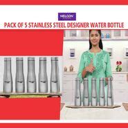 Buy Pack of 5 Stainless Steel Designer Water Bottles Online at Best Price in India on Naaptol.com