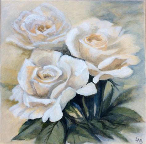 White Roses, Flower Painting, Original Acrylic Painting, Painting on ...