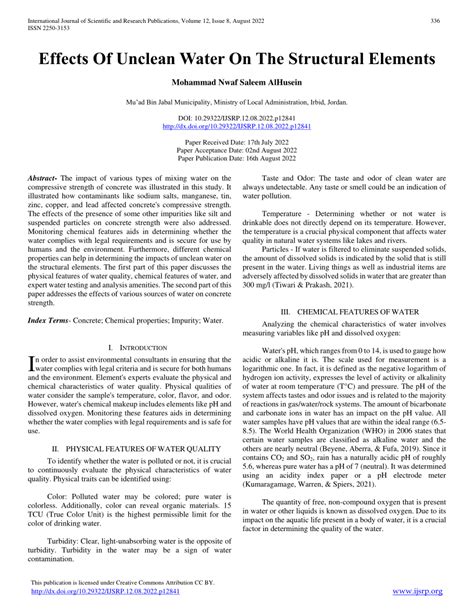 (PDF) Effects Of Unclean Water On The Structural Elements