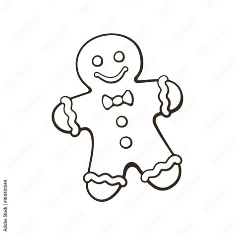 Vector illustration. Hand drawn doodle of Christmas cookies Gingerbread man. New year biscuit ...