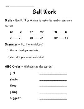 First Grade Bell Work by Janine Widzinski | Teachers Pay Teachers