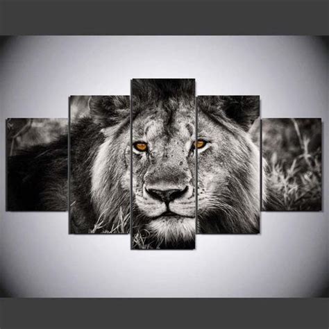 Black And White Lion 2 – Animal 5 Panel Canvas Art Wall Decor – Canvas ...