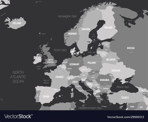 Light Gray Color Splash Europe Map Poster Home Décor Home & Living ...