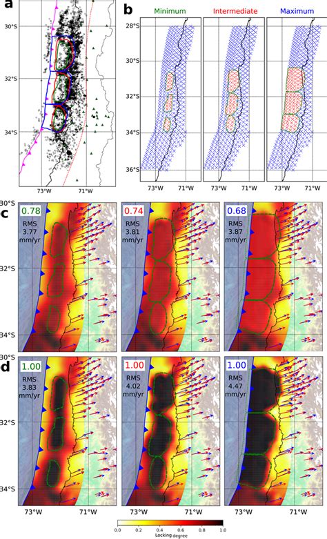 Constrained inversions of GPS data for interplate locking. (a)... | Download Scientific Diagram