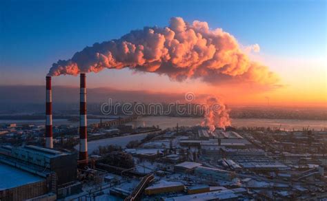 Plant Pipe High Above the Clouds. Harmful Emissions into the Upper Atmosphere Stock Image ...