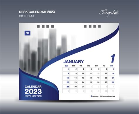 January 2023 - Calendar 2023 template vector, Desk Calendar 2023 design, Wall calendar template ...