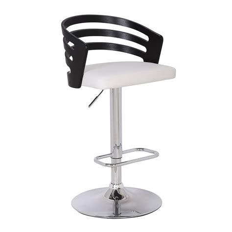 Modern Wood Back Adjustable Swivel Bar Stool with Cushion, Black - Walmart.com