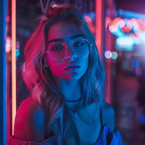 Premium Photo | Photo of a neon girl on night city