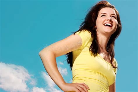 Woman smiling outdoors stock image. Image of enjoyment - 10313073