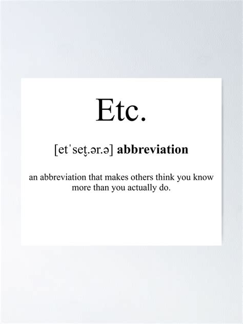 "Etc. (et cetera) Definition | Dictionary Collection" Poster for Sale by Designschmiede | Redbubble