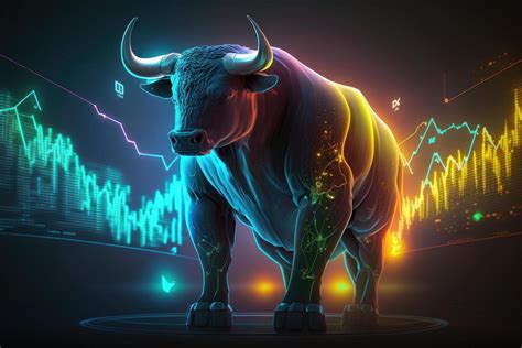 Bull trading with computer background, Bullish in Stock market and Crypto currency. Created ...