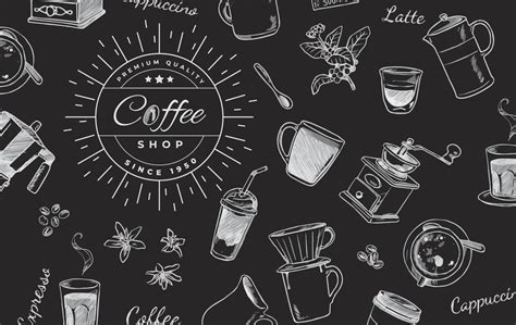 Black and white coffee shop background.eps 4684788 Vector Art at Vecteezy