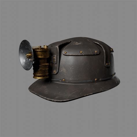 3D model game-ready Mining helmet with carbide lamp