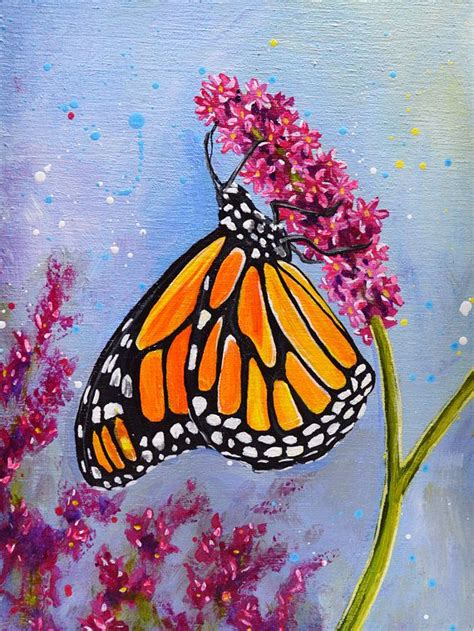 Original Monarch Butterfly Acrylic Painting | Etsy Canada | Butterfly art painting, Butterfly ...