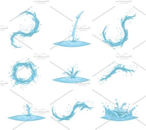 Flowing Water by Meiluns shop on @creativemarket | Water drawing ...