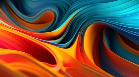 Premium AI Image | Abstract 3d neon blue orange waves