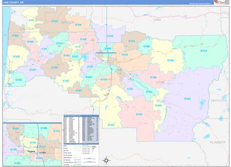 Lane County, OR Wall Map Color Cast Style by MarketMAPS - MapSales