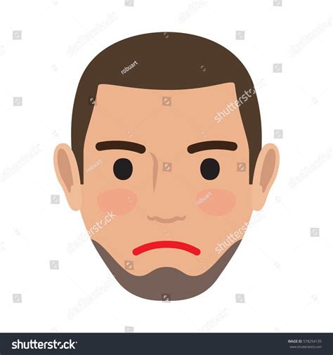 Face Man Without Beard Profile Front View Vector Flat Illustration ...