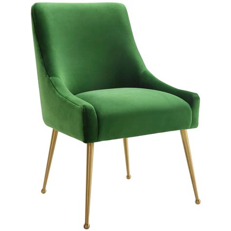 Beatrix Side Chair, Green/Brushed Gold Base – High Fashion Home