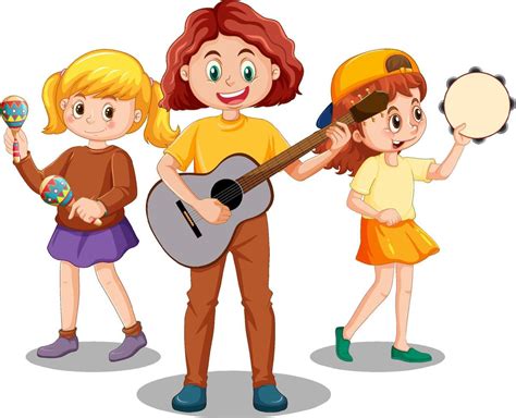 Kids music band cartoon character 14291529 Vector Art at Vecteezy